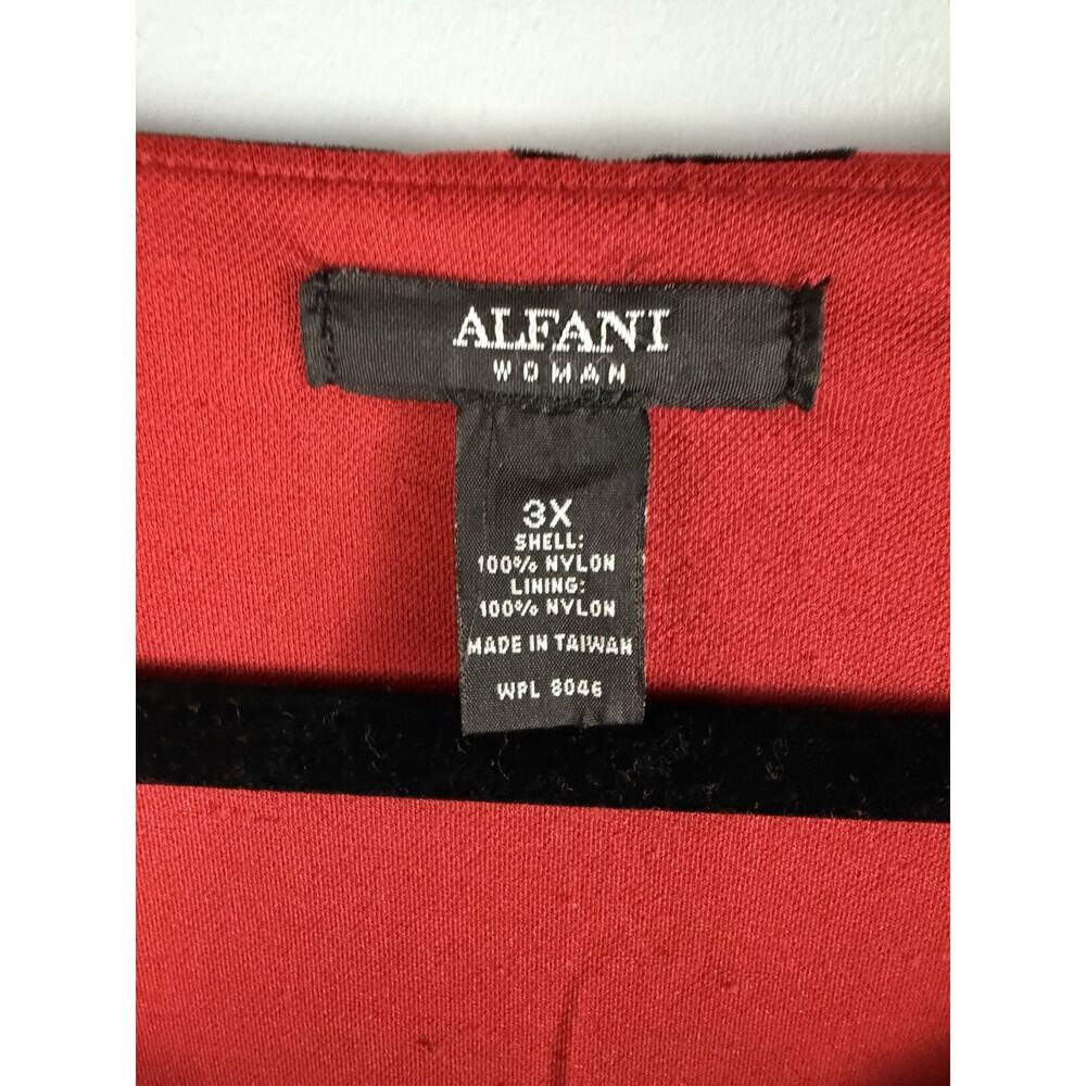 Alfani Mesh Velvet Burnout Red Black Top Asymmetric Size 3x NEW Holiday Evening - Picture 4 of 9